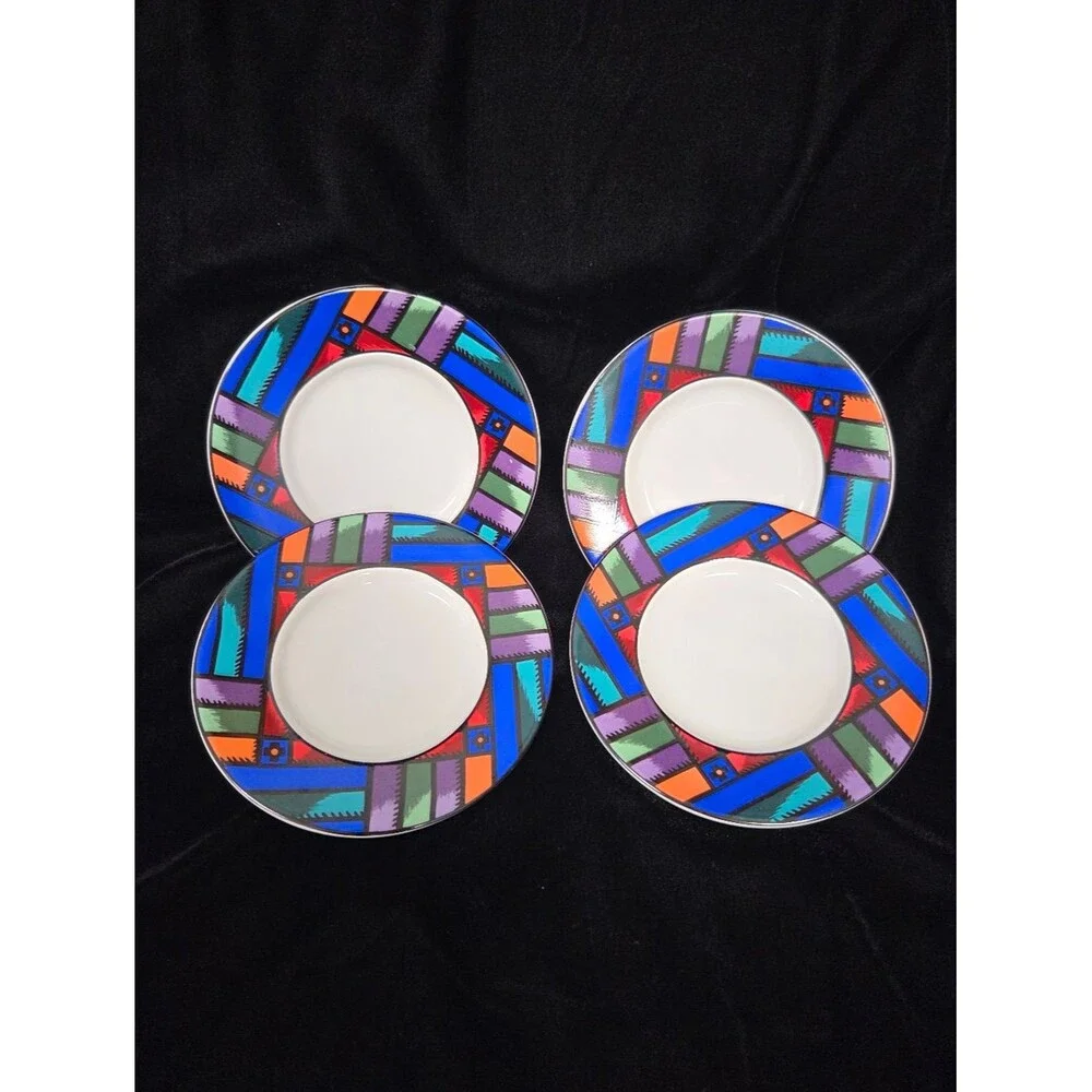 Sakura Velvet Quilt 1994 Saucer Plates Set of 4